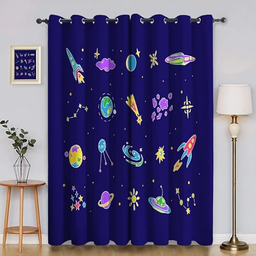 BSYYZQC Erde Vorhang Verdunkelung, Ösenvorhang Rakete Verdunklungsvorhänge Geräuschreduzierend, Polyester Anti-Fade Gardinen für Schlafzimmer 2er Set 260x140cm (HxB) von BSYYZQC