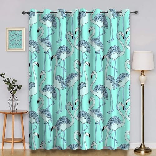 BSYYZQC Flamingo Gardinen, Verdunklungsvorhänge Tier Schallschutz Vorhang, Blickdicht Vorhänge mit Ösen, Vorhänge Wohnzimmer für Schlafzimmer Kinderzimmer 2er Set 175x140cm (HxB) von BSYYZQC