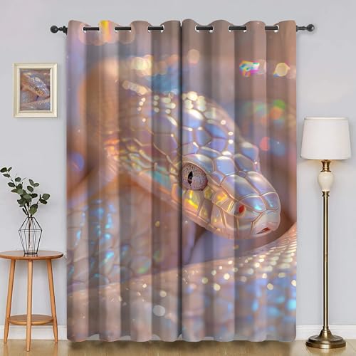 BSYYZQC Funkelnd Verdunkelungsvorhang, Vorhang Blickdicht Schlange Vorhänge mit Ösen, Gardinen Verdunklungsvorhänge für Wohnzimmer Schlafzimmer Kinderzimmer 2er Set 145x140cm (HxB) von BSYYZQC