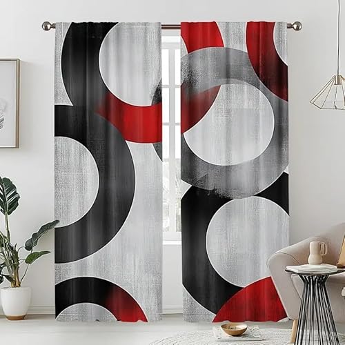 BSYYZQC Geometrie Vorhang Verdunkelung, Ösenvorhang Abstrakte Kunst Verdunklungsvorhänge Geräuschreduzierend, Polyester Anti-Fade Gardinen für Schlafzimmer 2er Set 260x140cm (HxB) von BSYYZQC