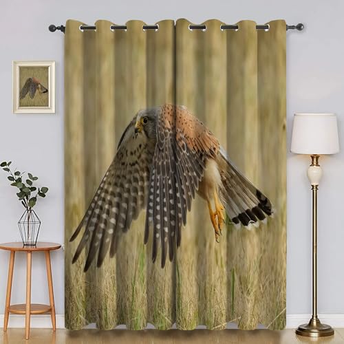 BSYYZQC Gras Gardinen, Verdunklungsvorhänge Rotfalk Schallschutz Vorhang, Blickdicht Vorhänge mit Ösen, Vorhänge Wohnzimmer für Schlafzimmer Kinderzimmer 2er Set 175x140cm (HxB) von BSYYZQC