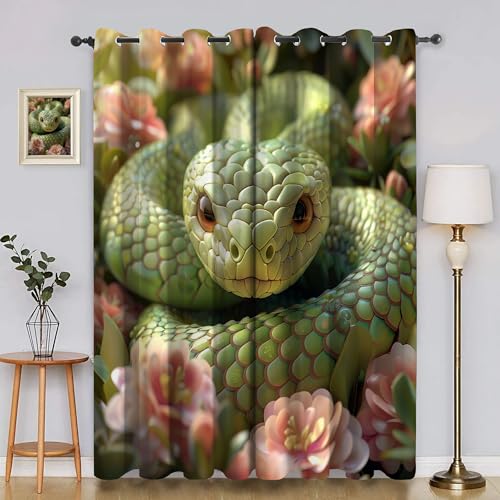BSYYZQC GrüNe Mamba Gardinen, Verdunklungsvorhänge Lotus Schallschutz Vorhang, Blickdicht Vorhänge mit Ösen, Vorhänge Wohnzimmer für Schlafzimmer Kinderzimmer 2er Set 175x140cm (HxB) von BSYYZQC