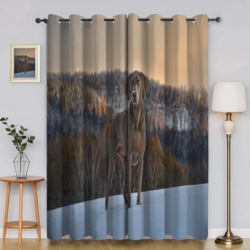 BSYYZQC GrüNe Pflanzen Vorhang Verdunkelung, Ösenvorhang Hund Verdunklungsvorhänge Geräuschreduzierend, Polyester Anti-Fade Gardinen für Schlafzimmer 2er Set 260x140cm (HxB) von BSYYZQC
