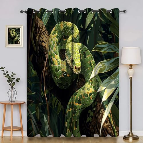 BSYYZQC GrüNe Schlange Gardinen, Verdunklungsvorhänge BambusbläTter Schallschutz Vorhang, Blickdicht Vorhänge mit Ösen, Vorhänge Wohnzimmer für Schlafzimmer Kinderzimmer 2er Set 175x140cm (HxB) BSYYZQC GrüNe Schlange Gardinen, Verdunklungsvorhänge BambusbläTter Schallschutz Vorhang, Blickdicht Vorhänge mit Ösen, Vorhänge Wohnzimmer für Schlafzimmer Kinderzimmer 2er Set 175x140cm (HxB) von BSYYZQC