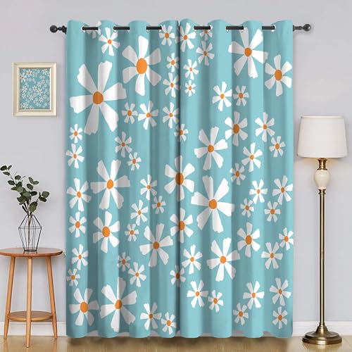 BSYYZQC Kleine BlüTen Verdunkelungsvorhang, Vorhang Blickdicht Kleine Blumen Vorhänge mit Ösen, Gardinen Verdunklungsvorhänge für Wohnzimmer Schlafzimmer Kinderzimmer 2er Set 145x140cm (HxB) von BSYYZQC