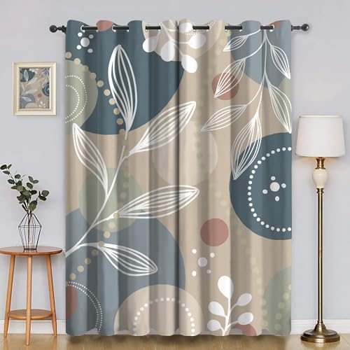 BSYYZQC Kleine Blumen Vorhang Verdunkelung, Ösenvorhang BläTter Verdunklungsvorhänge Geräuschreduzierend, Polyester Anti-Fade Gardinen für Schlafzimmer 2er Set 260x140cm (HxB) von BSYYZQC