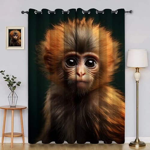 BSYYZQC Makaken Vorhang Verdunkelung, Ösenvorhang Tier Verdunklungsvorhänge Geräuschreduzierend, Polyester Anti-Fade Gardinen für Schlafzimmer 2er Set 260x140cm (HxB) von BSYYZQC
