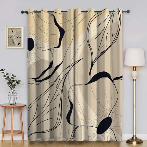 BSYYZQC Minimalistisch Gardinen, Verdunklungsvorhänge Blumen Schallschutz Vorhang, Blickdicht Vorhänge mit Ösen, Vorhänge Wohnzimmer für Schlafzimmer Kinderzimmer 2er Set 175x140cm (HxB) von BSYYZQC