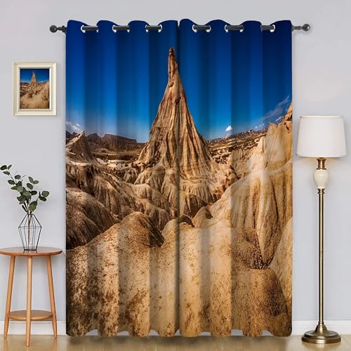 BSYYZQC Naturpark Verdunkelungsvorhang, Vorhang Blickdicht WüSte Vorhänge mit Ösen, Gardinen Verdunklungsvorhänge für Wohnzimmer Schlafzimmer Kinderzimmer 2er Set 145x140cm (HxB) von BSYYZQC