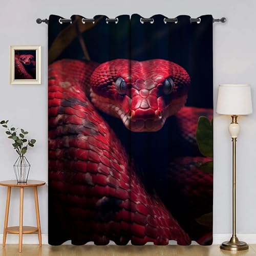BSYYZQC Python Blackout Vorhang, Vorhänge Blickdicht Tier Gardinen mit ösen, Gegen Kälte Super Weich Schallschutz Vorhang für Schlafzimmer 2er Set 220x140cm (HxB) von BSYYZQC