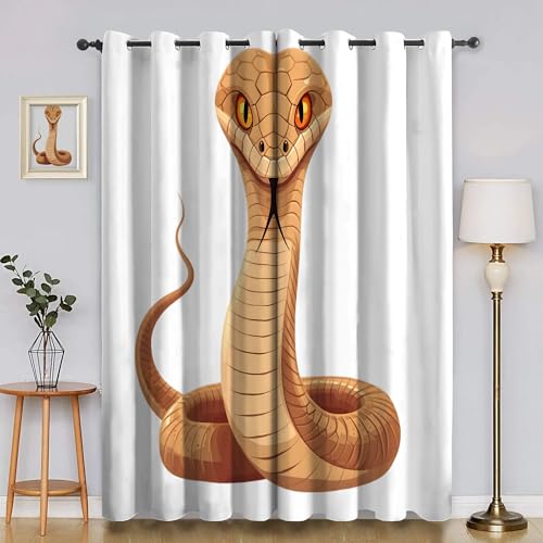 BSYYZQC Python Verdunkelungsvorhang, Vorhang Blickdicht Tiere Vorhänge mit Ösen, Gardinen Verdunklungsvorhänge für Wohnzimmer Schlafzimmer Kinderzimmer 2er Set 145x140cm (HxB) von BSYYZQC