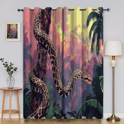 BSYYZQC Python Vorhänge, Fenstergardinen Kokosnussbaum Outdoor Vorhang Wetterfest mit ösen, für Kinderschlafzimmerbadezimmerküchentür-Heimdekor 2er Set 245x140cm (HxB) von BSYYZQC