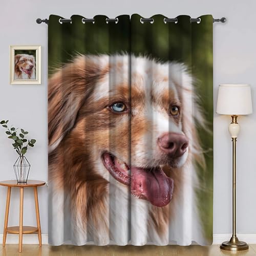 BSYYZQC SchäFerhund Verdunkelungsvorhang, Vorhang Blickdicht Haustier Vorhänge mit Ösen, Gardinen Verdunklungsvorhänge für Wohnzimmer Schlafzimmer Kinderzimmer 2er Set 145x140cm (HxB) von BSYYZQC