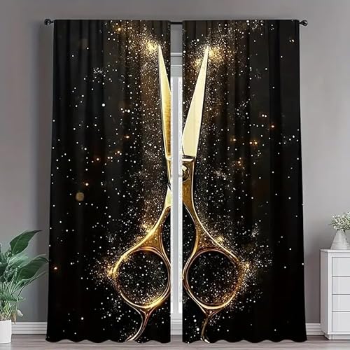BSYYZQC Schere Vorhang Verdunkelung, Ösenvorhang Sternenlicht Verdunklungsvorhänge Geräuschreduzierend, Polyester Anti-Fade Gardinen für Schlafzimmer 2er Set 260x140cm (HxB) von BSYYZQC