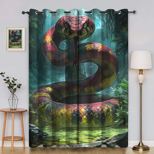 BSYYZQC Schlange Vorhänge, Fenstergardinen Mythisches Tier Outdoor Vorhang Wetterfest mit ösen, für Kinderschlafzimmerbadezimmerküchentür-Heimdekor 2er Set 245x140cm (HxB) von BSYYZQC