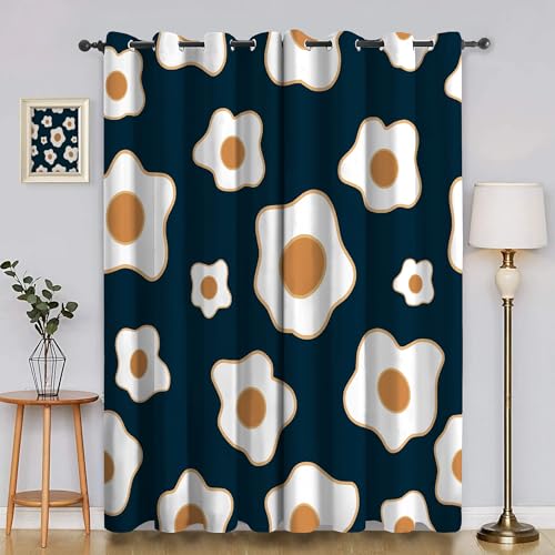 BSYYZQC Spiegelei Vorhang Verdunkelung, Ösenvorhang Kleine Blumen Verdunklungsvorhänge Geräuschreduzierend, Polyester Anti-Fade Gardinen für Schlafzimmer 2er Set 260x140cm (HxB) von BSYYZQC