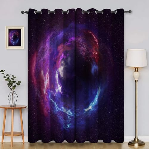 BSYYZQC Sternenhimmel Verdunkelungsvorhang, Vorhang Blickdicht Galaxis Vorhänge mit Ösen, Gardinen Verdunklungsvorhänge für Wohnzimmer Schlafzimmer Kinderzimmer 2er Set 145x140cm (HxB) von BSYYZQC
