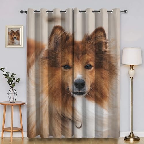 BSYYZQC Tiere Blackout Vorhang, Vorhänge Blickdicht Schmetterlingshund Gardinen mit ösen, Gegen Kälte Super Weich Schallschutz Vorhang für Schlafzimmer 2er Set 220x140cm (HxB) von BSYYZQC