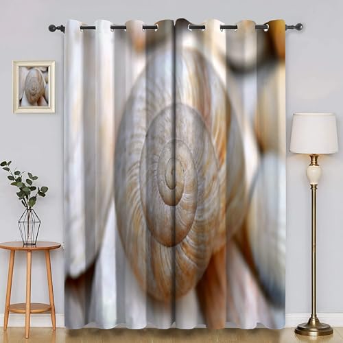 BSYYZQC Tiere Gardinen, Verdunklungsvorhänge Schneckenhaus Schallschutz Vorhang, Blickdicht Vorhänge mit Ösen, Vorhänge Wohnzimmer für Schlafzimmer Kinderzimmer 2er Set 175x140cm (HxB) von BSYYZQC