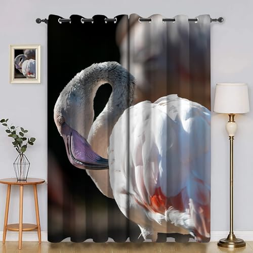 BSYYZQC Tiere Verdunkelungsvorhang, Vorhang Blickdicht Rotstorch Vorhänge mit Ösen, Gardinen Verdunklungsvorhänge für Wohnzimmer Schlafzimmer Kinderzimmer 2er Set 145x140cm (HxB) von BSYYZQC