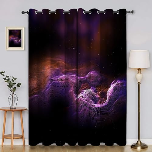 BSYYZQC Traum Vorhang Verdunkelung, Ösenvorhang Berg Verdunklungsvorhänge Geräuschreduzierend, Polyester Anti-Fade Gardinen für Schlafzimmer 2er Set 260x140cm (HxB) von BSYYZQC