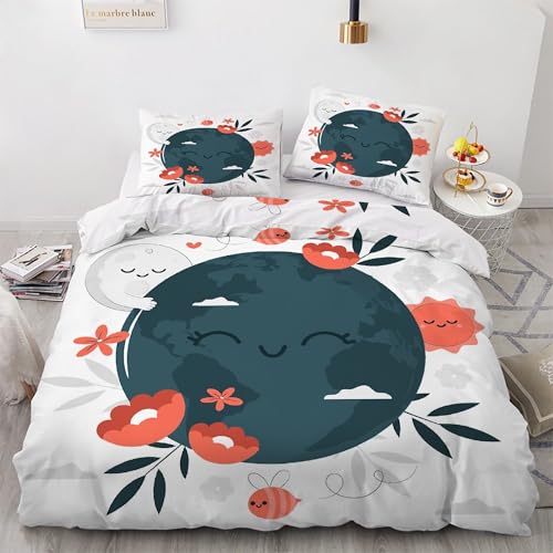 Bettbezug 200x220 Erde, Bettwaesche Blumen, Weich Atmungsaktiv Mikrofaser Bettwäsche Set mit Reißverschluss, 1 Bettbezüge und 2 Kissenbezüge 80x80 cm Bettbezug 200x220 Erde, Bettwaesche Blumen, Weich Atmungsaktiv Mikrofaser Bettwäsche Set mit Reißverschluss, 1 Bettbezüge und 2 Kissenbezüge 80x80 cm von BSYYZQC