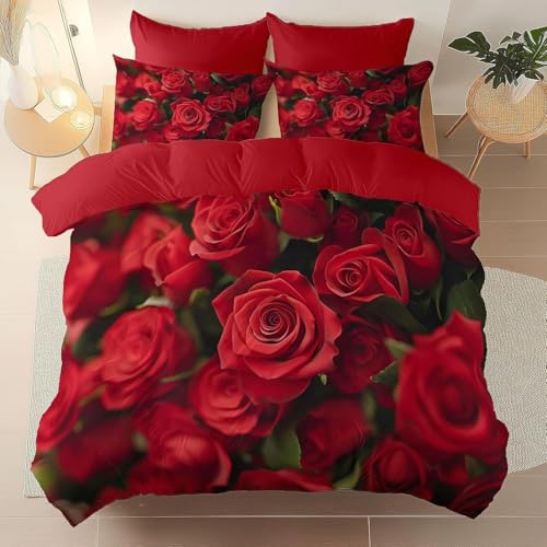 BettwäSche 135x200 Rot BettwäSche-Sets Microfaser Flauschig Bettzeug Blumen Muster Bettbezug füR MäDchen Jungen und Kissenbezug 80x80 mit ReißVerschluss BettwäSche 135x200 Rot BettwäSche-Sets Microfaser Flauschig Bettzeug Blumen Muster Bettbezug füR MäDchen Jungen und Kissenbezug 80x80 mit ReißVerschluss von BSYYZQC