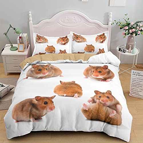 BSYYZQC BettwäSche 135x200 WeißEr Kleiner Hamster 110gsm Microfiber Duvet Cover + 1 KissenbezüGen 80x80cm Mit ReißVerschluss, BettwäSche-Set Kinder Und Erwachsene Geeignet von BSYYZQC