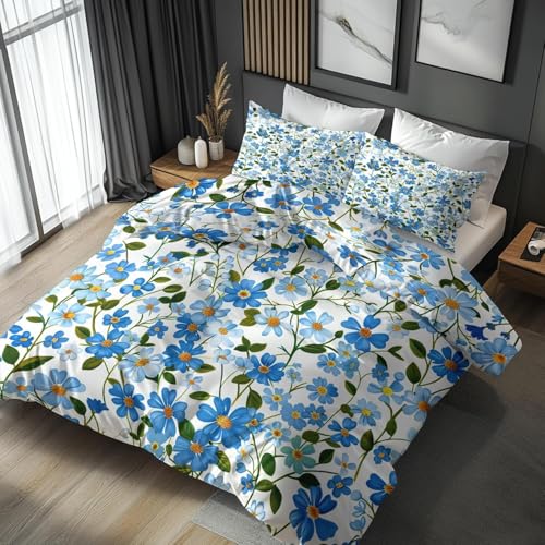 BettwäSche 150x200 Blau Bettbezug Luxuriös Flauschig mit ReißVerschluss Blumen BettwäSche-Sets 2 Teilig Set Weiche Atmungsaktiv Mikrofaser BettbezüGe und 2 Kissenbezug BettwäSche 150x200 Blau Bettbezug Luxuriös Flauschig mit ReißVerschluss Blumen BettwäSche-Sets 2 Teilig Set Weiche Atmungsaktiv Mikrofaser BettbezüGe und 2 Kissenbezug von BSYYZQC