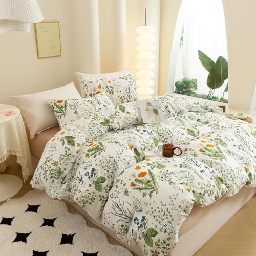 BettwäSche 200x200 Pflanzen BettwäSche-Sets Microfaser Flauschig Bettzeug Blumen Muster Bettbezug füR MäDchen Jungen und Kissenbezug 80x80 mit ReißVerschluss von BSYYZQC