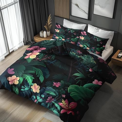 BettwäSche 220x240 Blätter BettwäSche-Sets Microfaser Flauschig Bettzeug Blumen Muster Bettbezug füR MäDchen Jungen und Kissenbezug 80x80 mit ReißVerschluss BettwäSche 220x240 Blätter BettwäSche-Sets Microfaser Flauschig Bettzeug Blumen Muster Bettbezug füR MäDchen Jungen und Kissenbezug 80x80 mit ReißVerschluss von BSYYZQC