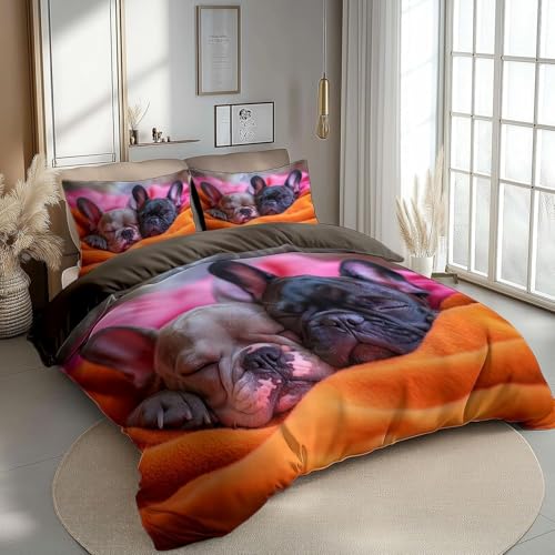 BettwäSche 220x240 Hund BettwäSche-Sets Microfaser Flauschig Bettzeug Tiere Muster Bettbezug füR MäDchen Jungen und Kissenbezug 80x80 mit ReißVerschluss von BSYYZQC