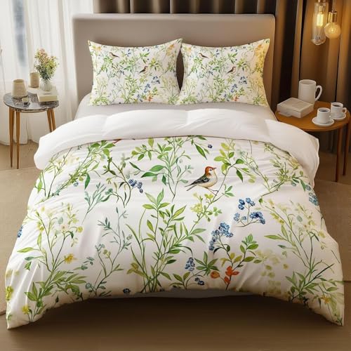 BettwäSche 220x240 Pflanze BettwäSche-Sets Microfaser Flauschig Bettzeug Vögel Muster Bettbezug füR MäDchen Jungen und Kissenbezug 80x80 mit ReißVerschluss BettwäSche 220x240 Pflanze BettwäSche-Sets Microfaser Flauschig Bettzeug Vögel Muster Bettbezug füR MäDchen Jungen und Kissenbezug 80x80 mit ReißVerschluss von BSYYZQC