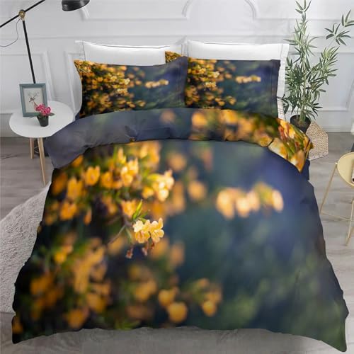 Bettwäsche 135x200 3teilig Gelb Mikrofaser Bettbezug Blumen Bettwäsche-Sets mit 2 Kissenbezüge 80x80cm, Wendebettwäsche Bedding mit Reißverschluss Bettwäsche 135x200 3teilig Gelb Mikrofaser Bettbezug Blumen Bettwäsche-Sets mit 2 Kissenbezüge 80x80cm, Wendebettwäsche Bedding mit Reißverschluss von BSYYZQC