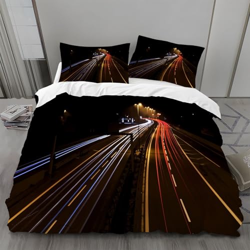 Bettwäsche 135x200 AutostraßEn Bettwäsche-Sets Linien Bettbezug Weiche Atmungsaktiv Mikrofaser mit Reißverschluss und 2 Kissenbezüge 80x80 für Kinder Geeignet Bettwäsche 135x200 AutostraßEn Bettwäsche-Sets Linien Bettbezug Weiche Atmungsaktiv Mikrofaser mit Reißverschluss und 2 Kissenbezüge 80x80 für Kinder Geeignet von BSYYZQC