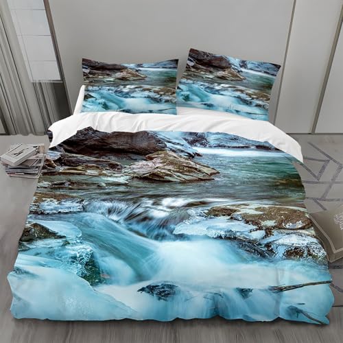 Bettwäsche 135x200 Berg Bettwäsche-Sets Bach Bettbezug Weiche Atmungsaktiv Mikrofaser mit Reißverschluss und 2 Kissenbezüge 80x80 für Kinder Geeignet Bettwäsche 135x200 Berg Bettwäsche-Sets Bach Bettbezug Weiche Atmungsaktiv Mikrofaser mit Reißverschluss und 2 Kissenbezüge 80x80 für Kinder Geeignet von BSYYZQC