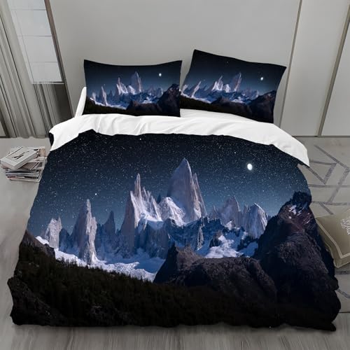 Bettwäsche 135x200 Berg Bettwäsche-Sets Mond Bettbezug Weiche Atmungsaktiv Mikrofaser mit Reißverschluss und 2 Kissenbezüge 80x80 für Kinder Geeignet Bettwäsche 135x200 Berg Bettwäsche-Sets Mond Bettbezug Weiche Atmungsaktiv Mikrofaser mit Reißverschluss und 2 Kissenbezüge 80x80 für Kinder Geeignet von BSYYZQC