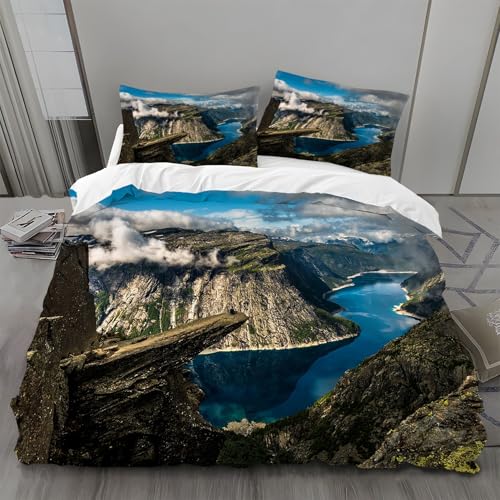 Bettwäsche 135x200 Berg Bettwäsche-Sets Wolken Bettbezug Weiche Atmungsaktiv Mikrofaser mit Reißverschluss und 2 Kissenbezüge 80x80 für Kinder Geeignet Bettwäsche 135x200 Berg Bettwäsche-Sets Wolken Bettbezug Weiche Atmungsaktiv Mikrofaser mit Reißverschluss und 2 Kissenbezüge 80x80 für Kinder Geeignet von BSYYZQC