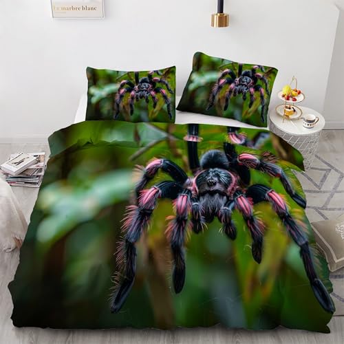 Bettwäsche 135x200 BläTter Bettwäsche-Sets Goldene Kniewolfspinne Bettbezug Weiche Atmungsaktiv Mikrofaser mit Reißverschluss und 2 Kissenbezüge 80x80 für Kinder Geeignet von BSYYZQC