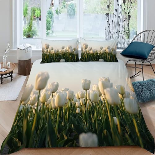 Bettwäsche 135x200 Blumen Bettwäsche-Sets Tulpe Bettbezug Weiche Atmungsaktiv Mikrofaser mit Reißverschluss und 2 Kissenbezüge 80x80 für Kinder Geeignet Bettwäsche 135x200 Blumen Bettwäsche-Sets Tulpe Bettbezug Weiche Atmungsaktiv Mikrofaser mit Reißverschluss und 2 Kissenbezüge 80x80 für Kinder Geeignet von BSYYZQC