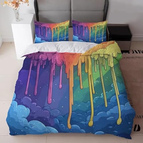 Bettwäsche 135x200 Bunt Bettbezug Cartoon Bettwäsche-Sets Mikrofaser, 1 Bettbezüge und 2 Kissenbezüge 80x80 cm, Bettwaesche 3 Teilig Mit ReißVerschluss von BSYYZQC