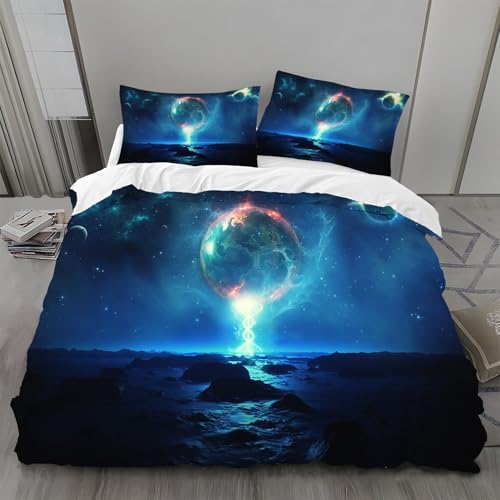 Bettwäsche 135x200 Erde Bettwäsche-Sets Planet Bettbezug Weiche Atmungsaktiv Mikrofaser mit Reißverschluss und 2 Kissenbezüge 80x80 für Kinder Geeignet Bettwäsche 135x200 Erde Bettwäsche-Sets Planet Bettbezug Weiche Atmungsaktiv Mikrofaser mit Reißverschluss und 2 Kissenbezüge 80x80 für Kinder Geeignet von BSYYZQC