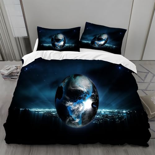 Bettwäsche 135x200 Erde Bettwäsche-Sets Planeten Bettbezug Weiche Atmungsaktiv Mikrofaser mit Reißverschluss und 2 Kissenbezüge 80x80 für Kinder Geeignet Bettwäsche 135x200 Erde Bettwäsche-Sets Planeten Bettbezug Weiche Atmungsaktiv Mikrofaser mit Reißverschluss und 2 Kissenbezüge 80x80 für Kinder Geeignet von BSYYZQC