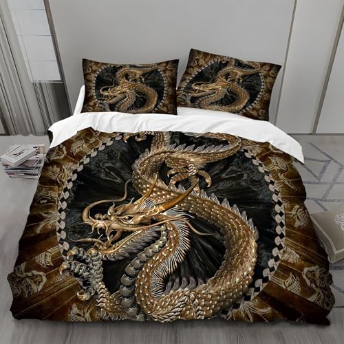 Bettwäsche 135x200 Fabelwesen Bettwäsche-Sets Drachen Bettbezug Weiche Atmungsaktiv Mikrofaser mit Reißverschluss und 2 Kissenbezüge 80x80 für Kinder Geeignet Bettwäsche 135x200 Fabelwesen Bettwäsche-Sets Drachen Bettbezug Weiche Atmungsaktiv Mikrofaser mit Reißverschluss und 2 Kissenbezüge 80x80 für Kinder Geeignet von BSYYZQC