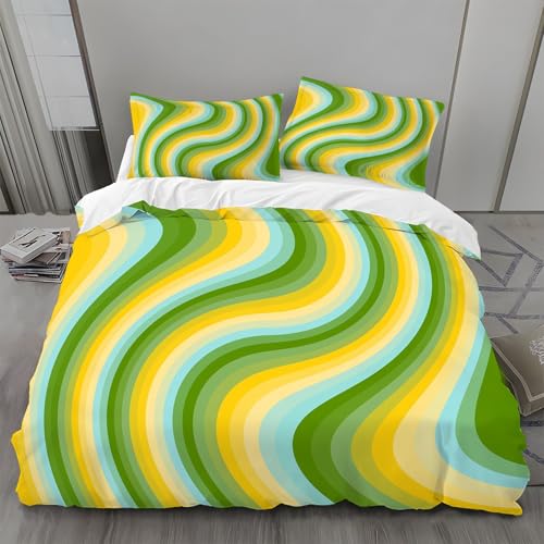 Bettwäsche 135x200 Farbige Streifen Bettwäsche-Sets Wellenlinien Bettbezug Weiche Atmungsaktiv Mikrofaser mit Reißverschluss und 2 Kissenbezüge 80x80 für Kinder Geeignet Bettwäsche 135x200 Farbige Streifen Bettwäsche-Sets Wellenlinien Bettbezug Weiche Atmungsaktiv Mikrofaser mit Reißverschluss und 2 Kissenbezüge 80x80 für Kinder Geeignet von BSYYZQC