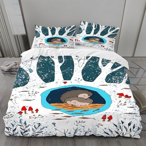 Bettwäsche 135x200 Igel Bettwäsche-Sets BäUme Bettbezug Weiche Atmungsaktiv Mikrofaser mit Reißverschluss und 2 Kissenbezüge 80x80 für Kinder Geeignet Bettwäsche 135x200 Igel Bettwäsche-Sets BäUme Bettbezug Weiche Atmungsaktiv Mikrofaser mit Reißverschluss und 2 Kissenbezüge 80x80 für Kinder Geeignet von BSYYZQC