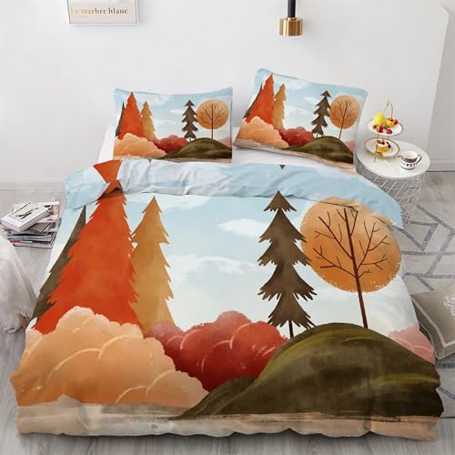 Bettwäsche 135x200 Kiefer Bettwäsche-Sets Wolken Bettbezug Weiche Atmungsaktiv Mikrofaser mit Reißverschluss und 2 Kissenbezüge 80x80 für Kinder Geeignet von BSYYZQC