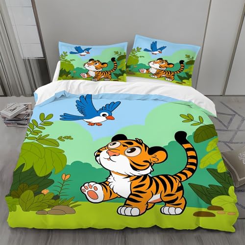 Bettwäsche 135x200 Kleiner Tiger Bettwäsche-Sets Vogel Bettbezug Weiche Atmungsaktiv Mikrofaser mit Reißverschluss und 2 Kissenbezüge 80x80 für Kinder Geeignet Bettwäsche 135x200 Kleiner Tiger Bettwäsche-Sets Vogel Bettbezug Weiche Atmungsaktiv Mikrofaser mit Reißverschluss und 2 Kissenbezüge 80x80 für Kinder Geeignet von BSYYZQC
