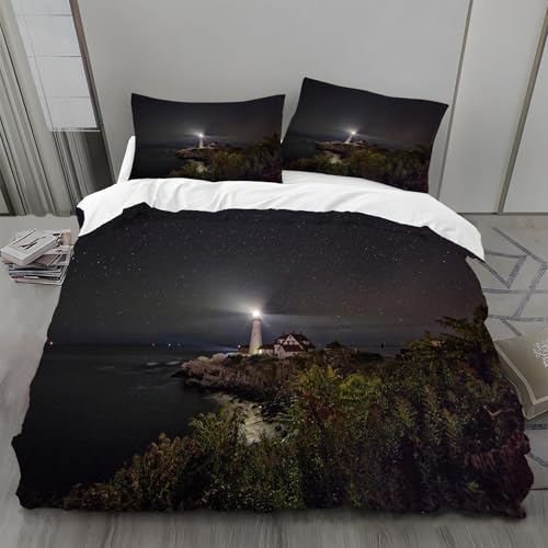 Bettwäsche 135x200 Leuchtturm Bettwäsche-Sets Wald Bettbezug Weiche Atmungsaktiv Mikrofaser mit Reißverschluss und 2 Kissenbezüge 80x80 für Kinder Geeignet Bettwäsche 135x200 Leuchtturm Bettwäsche-Sets Wald Bettbezug Weiche Atmungsaktiv Mikrofaser mit Reißverschluss und 2 Kissenbezüge 80x80 für Kinder Geeignet von BSYYZQC
