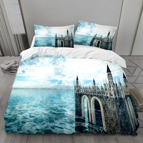 Bettwäsche 135x200 Meer Bettwäsche-Sets Burg Bettbezug Weiche Atmungsaktiv Mikrofaser mit Reißverschluss und 2 Kissenbezüge 80x80 für Kinder Geeignet Bettwäsche 135x200 Meer Bettwäsche-Sets Burg Bettbezug Weiche Atmungsaktiv Mikrofaser mit Reißverschluss und 2 Kissenbezüge 80x80 für Kinder Geeignet von BSYYZQC